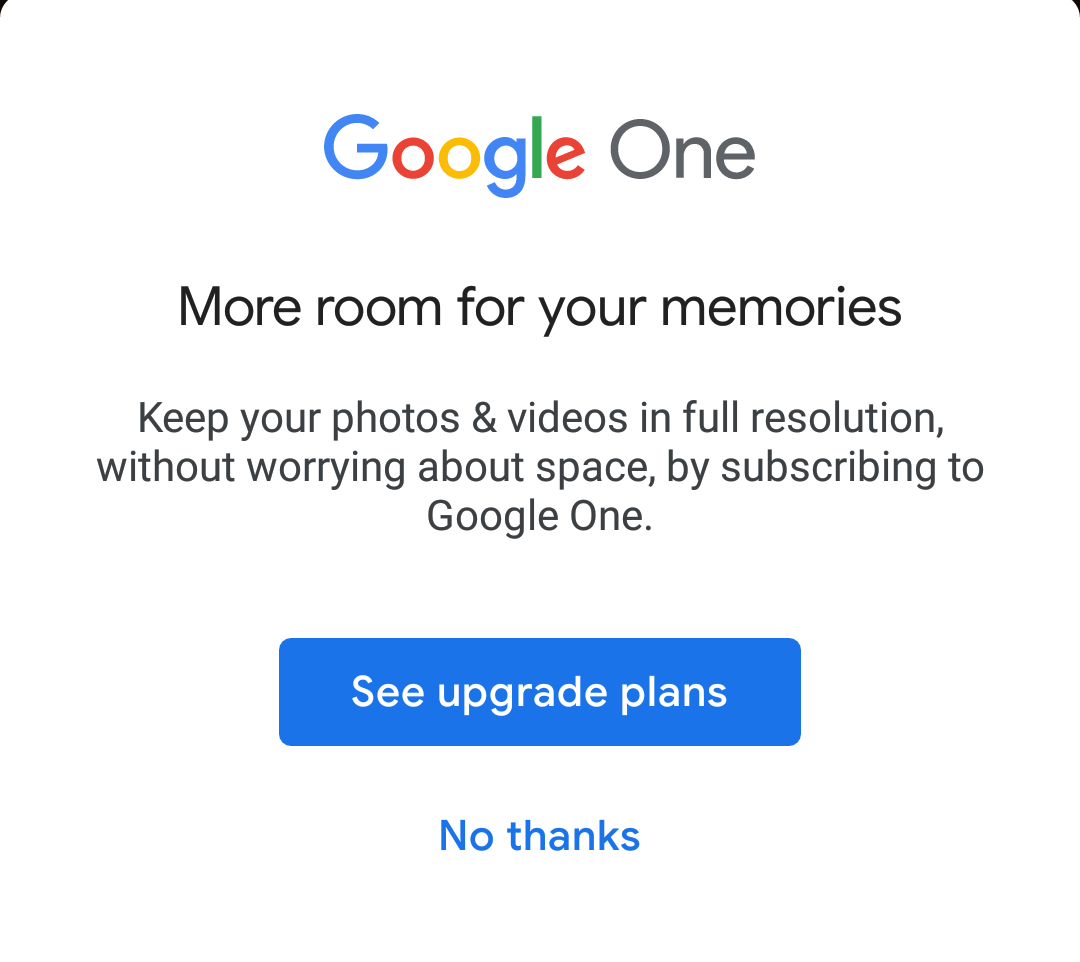 More room for your memories - Google One