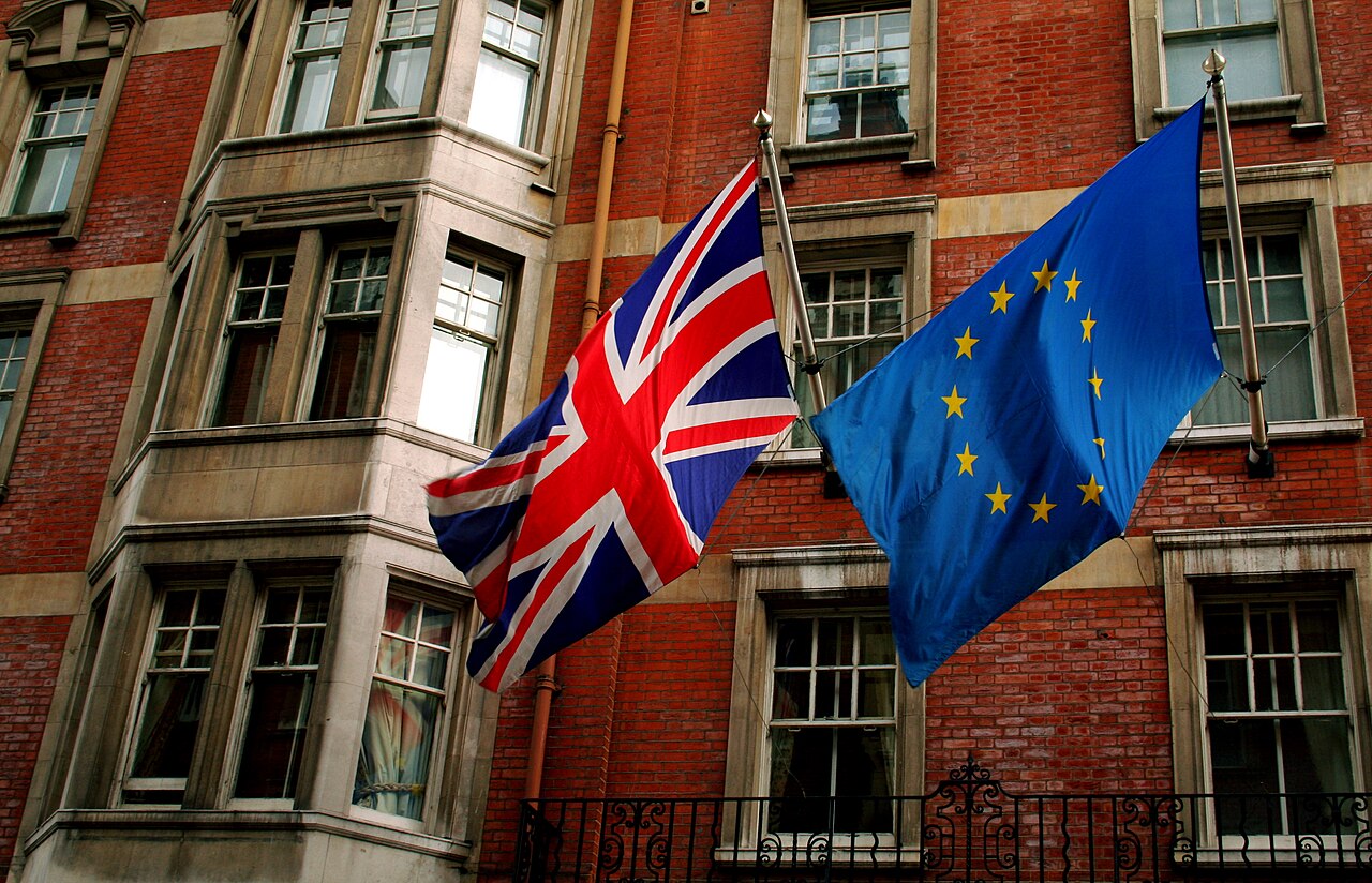 Union Jack and the european flag