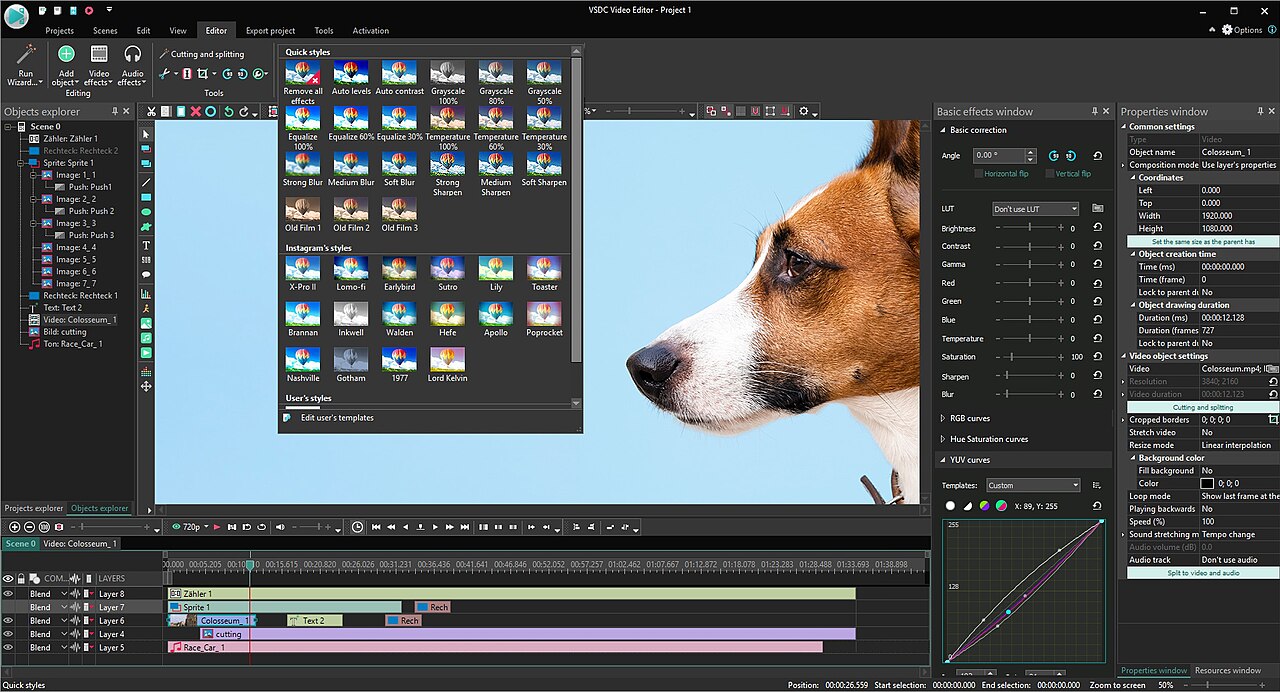 VSDC quick video styles