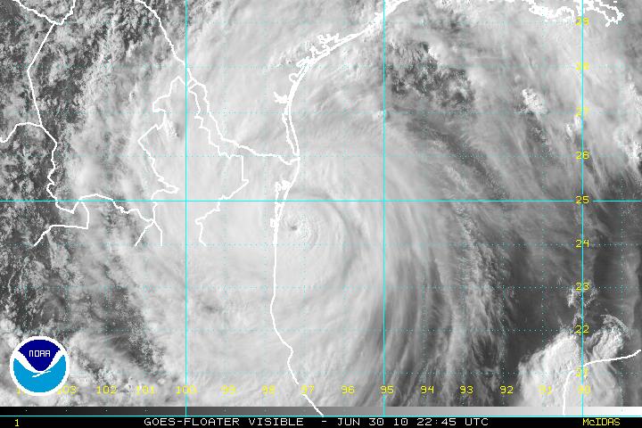 Hurricane Alex visible landfall satellit