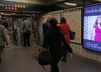 Digital advertising screens subway station