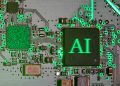 회로 기판 위 빛나는 AI 칩
