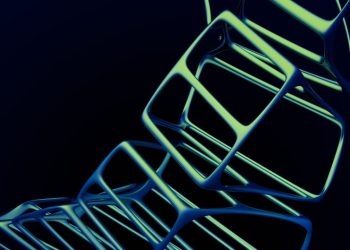 3D 와이어프레임 격자 구조 추상 렌더링