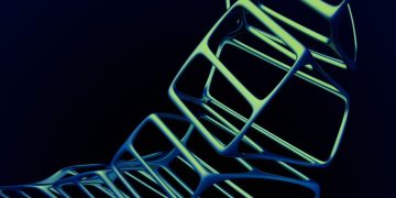 3D 와이어프레임 격자 구조 추상 렌더링