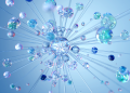 3D render abstract digital visualization depicting neural networks and AI techno