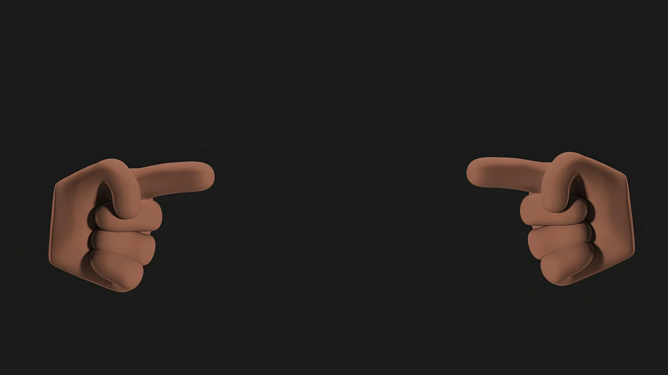 3D illustration featuring two hands pointing on a dark background.