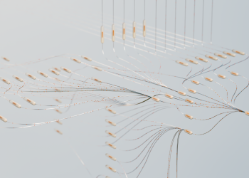 Elegant 3D visualization of neural networks showcasing abstract connections in a digital space.