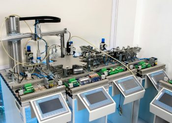 Advanced industrial machinery for automation and control in a laboratory setting.