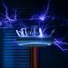 A Tesla coil producing powerful electric arcs in a dark setting.