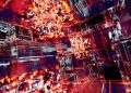 Abstract digital artwork featuring futuristic cubes with glowing neon lights and intricate patterns.