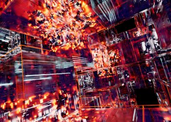 Abstract digital artwork featuring futuristic cubes with glowing neon lights and intricate patterns.