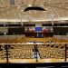 Empty European Parliament auditorium in Brussels, Belgium.