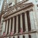 Historic New York Stock Exchange building facade captured in a vintage style.