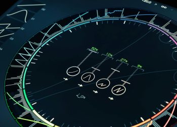 Sleek futuristic digital interface showcasing technology and precision with vibrant design elements.