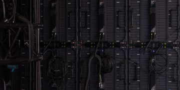 a close-up of a server room