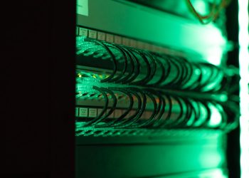 a close up of a server in a server room