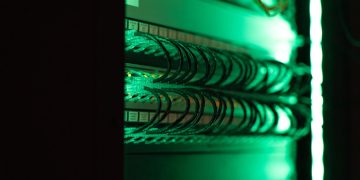 a close up of a server in a server room