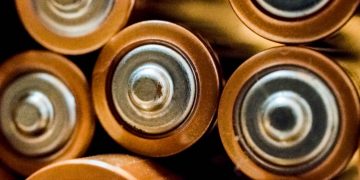 Detailed view of grouped cylindrical batteries showcasing industrial energy concepts.