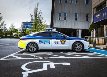 a police car parked in a parking lot