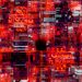 Vibrant digital art showcasing an abstract matrix with red and black hues.