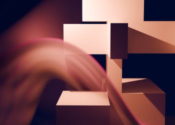 Digital art of geometric shapes in soft motion creating a modern abstract design.