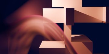 Digital art of geometric shapes in soft motion creating a modern abstract design.