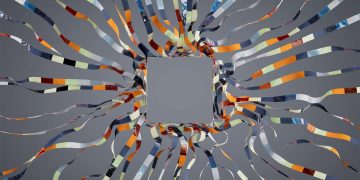 Vivid 3D rendering of dynamic colorful ribbons forming a square in abstract digital art.