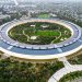Stunning aerial view of the modern Apple Park in Cupertino, showcasing its unique circular design and lush greenery.