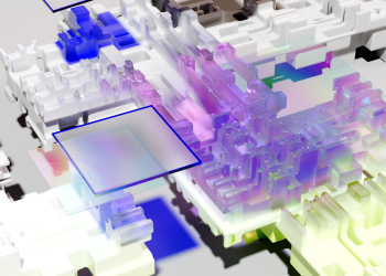 Vibrant abstract 3D artwork with geometric patterns and colorful hues.