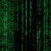 Abstract green matrix code background with binary style.