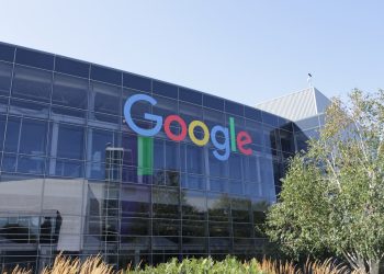Google headquarters building with colorful logo
