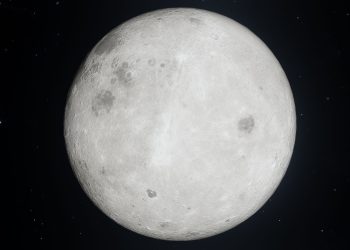 A captivating view of the bright full moon against a starry night sky.