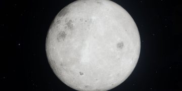 A captivating view of the bright full moon against a starry night sky.