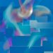 Vibrant 3D abstract render of a geometric maze with colorful light effects.