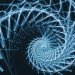 Fascinating blue spiral design with intricate geometric patterns, perfect for creative headers or wallpapers.