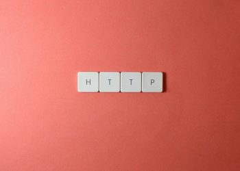 HTTP spelled with keyboard keys on a pink background, minimalist style.