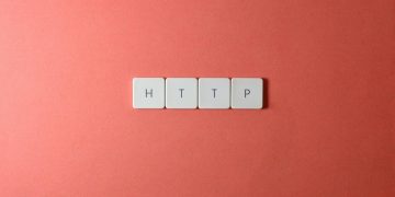 HTTP spelled with keyboard keys on a pink background, minimalist style.