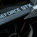 Detailed close-up of a GeForce GTX graphics card showing hardware components.