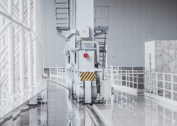 white machine inside building