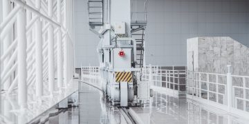white machine inside building