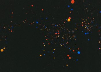 Colorful abstract pattern with vibrant dots on a black background, creative design.