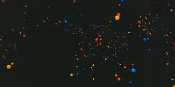 Colorful abstract pattern with vibrant dots on a black background, creative design.