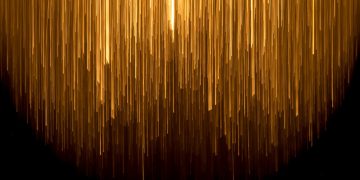 a very long line of yellow lines on a black background
