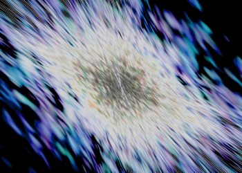 Abstract streaks of light in blues and whites