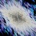 Abstract streaks of light in blues and whites
