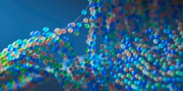 Colorful abstract representation of a molecular structure with interconnected spheres.