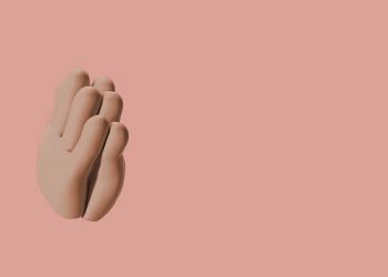 3D illustration of clapping hands against a soft pink backdrop, minimalist style.