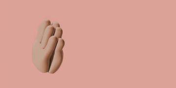 3D illustration of clapping hands against a soft pink backdrop, minimalist style.