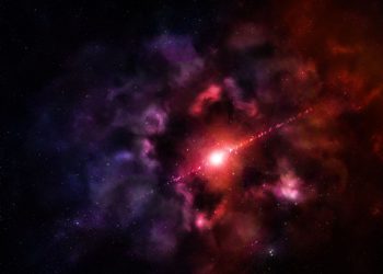 A breathtaking cosmic explosion with vibrant colors and stars in deep space.
