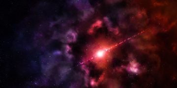 A breathtaking cosmic explosion with vibrant colors and stars in deep space.